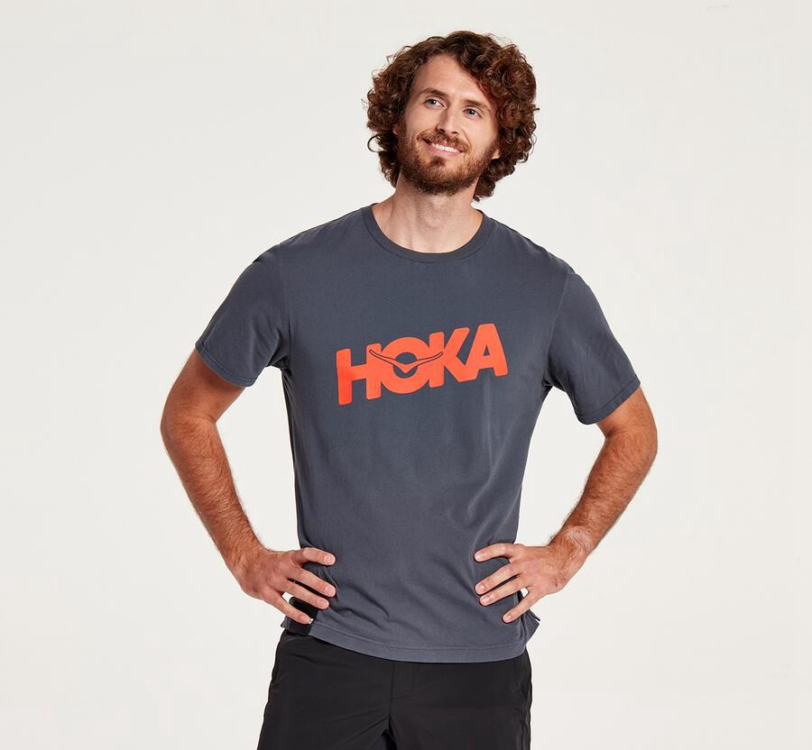 Hoka One One Tee Mens Blue - Brand - 70412XZGN